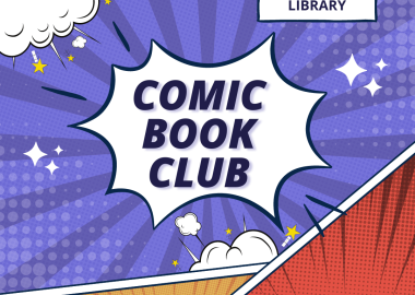 Comic Book Club written in a comic book style