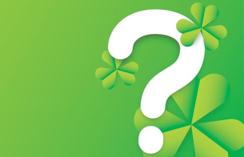 Question mark and shamrocks