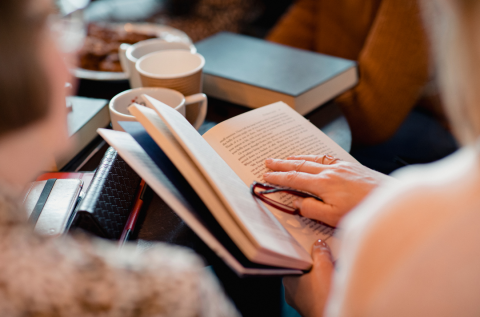 Members of a bookclub reading books