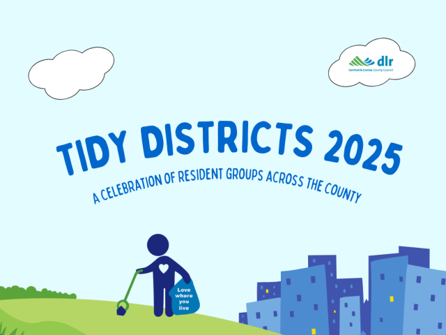 Tidy Districts 2025 Poster image of the mascot litter picking